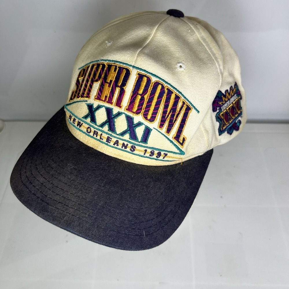 Vintage 1997 Super Bowl XXXI Patriots Packers Snapback Hat New Orleans